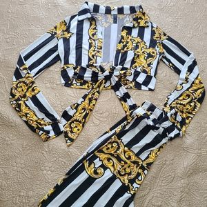 Medium Gold Black Legging Set